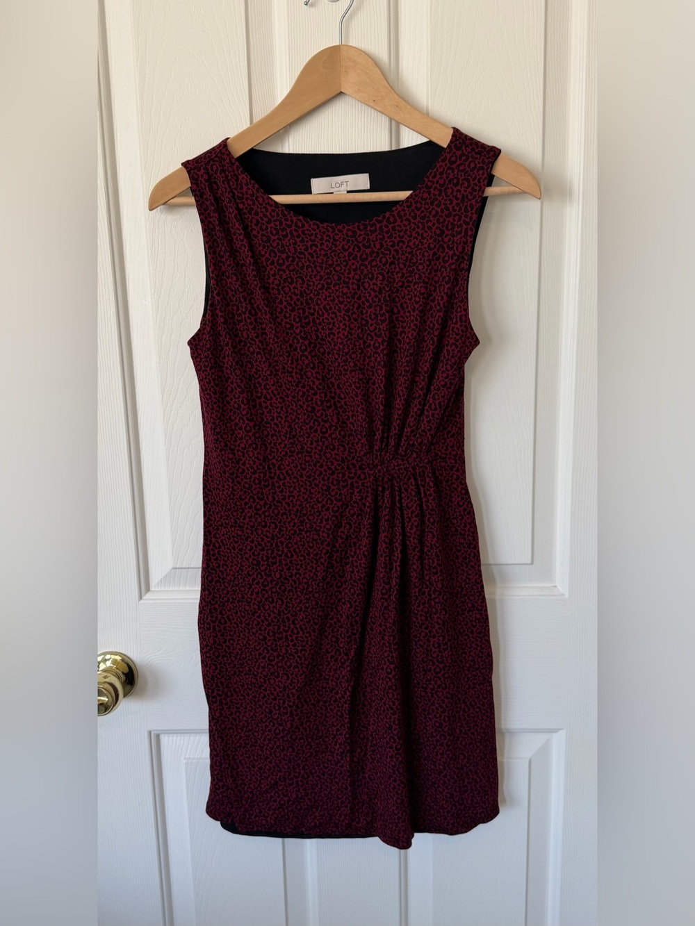 LOFT Sleeveless Wine Leopard-Print Sheath Dress